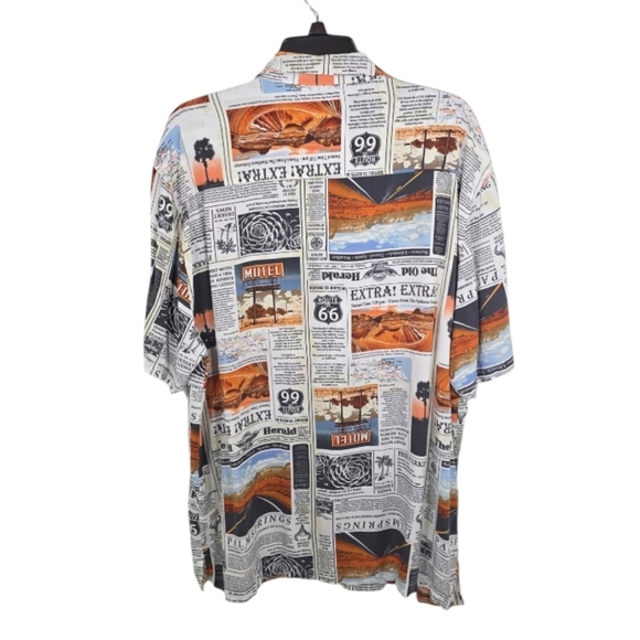 {No Boundaries} Men's Print Button Up Shirt with Short Sleeves - Picture 5 of 16